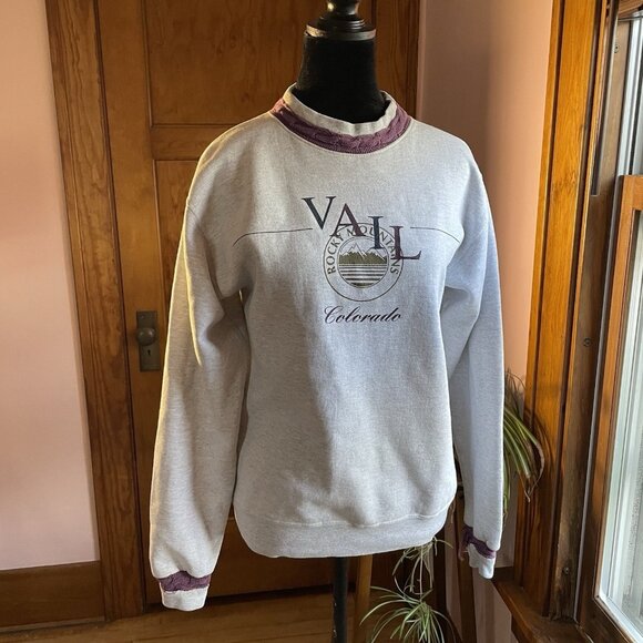 Beezil Other - Vintage 90s Vail Colorado Sweatshirt M Gray Purple Trim USA Made Ski Resort Y2K